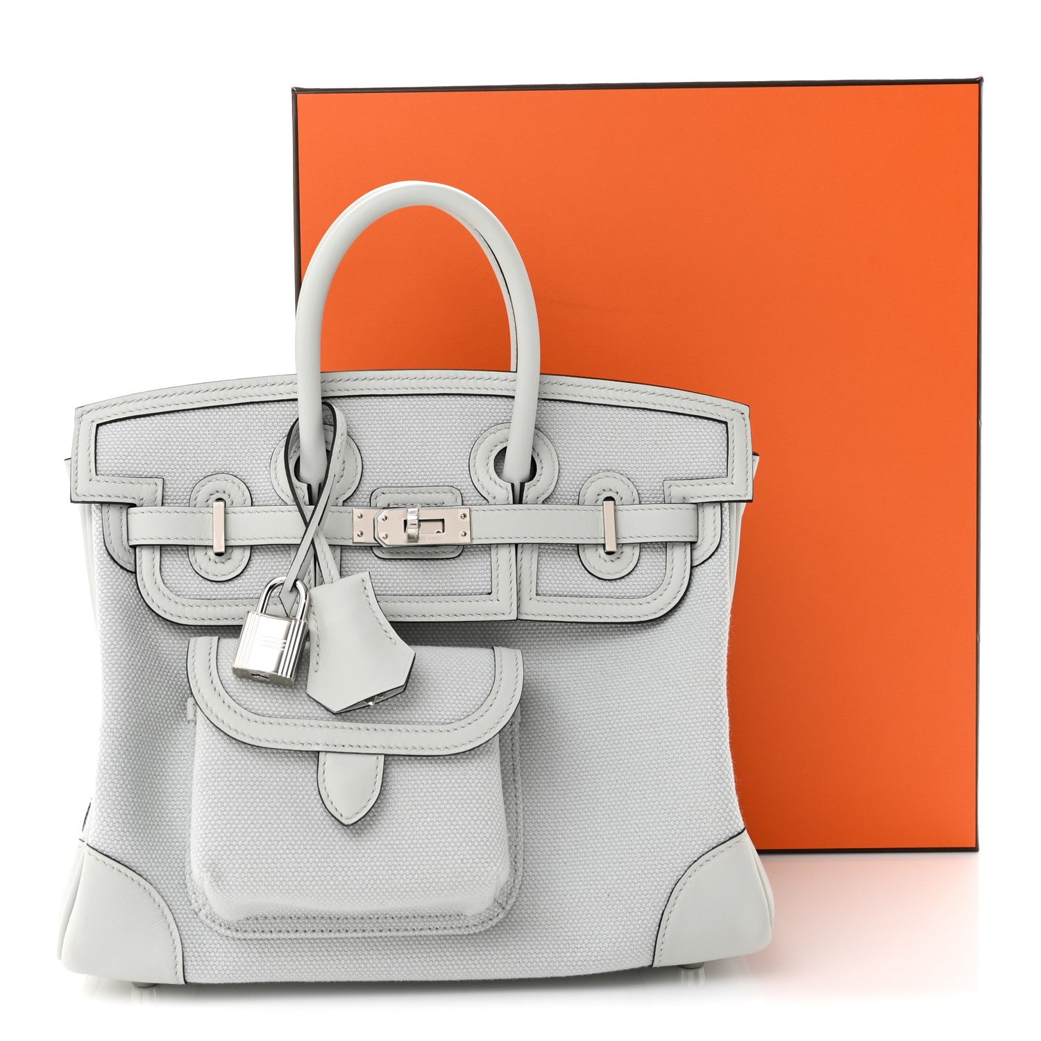 エルメス バーキンカーゴ 25 Gris Platine スイフト / トワル シルバー金具 HERMES BIRKIN 25 GRIS PLATINE SWIFT / TOILE SILVER HARDWARE