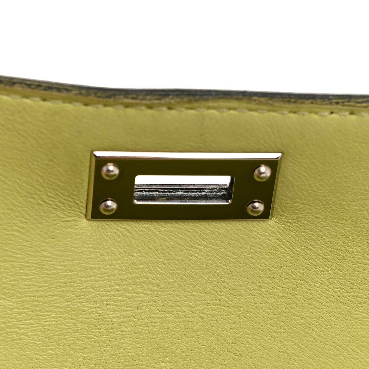 HERMS MINI KELLY 20 SELLIER JAUNE BOURGEON CHEVRE MYSORE SILVER HARDWARE