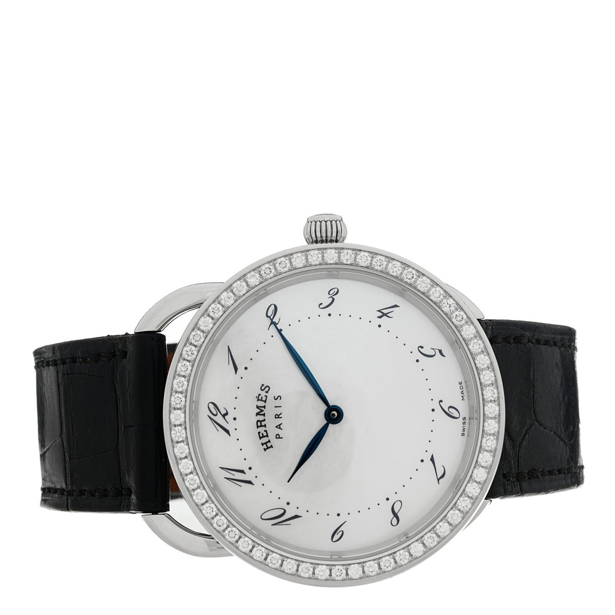 エルメス アルソー クォーツウォッチ 38mm ステンレス Noir アリゲーター HERMES ARCEAU QUARTZ WATCH 38MM STAINLESS STEEL NOIR ALLIGATOR