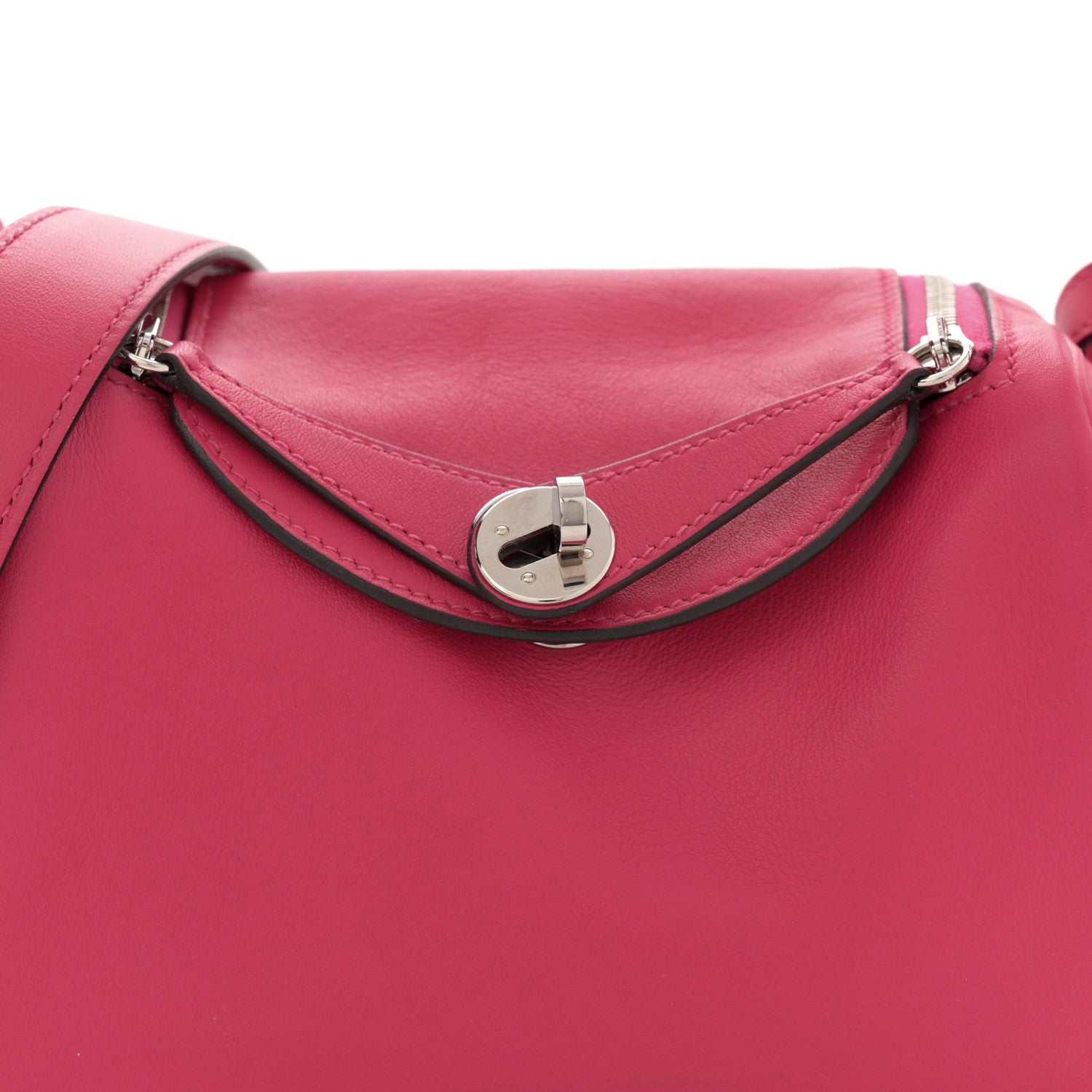 HERMES LINI LINDY 20 VERSO ROSE MEXICO ROUGE PIMENT SWIFT SILVER HARDWARE