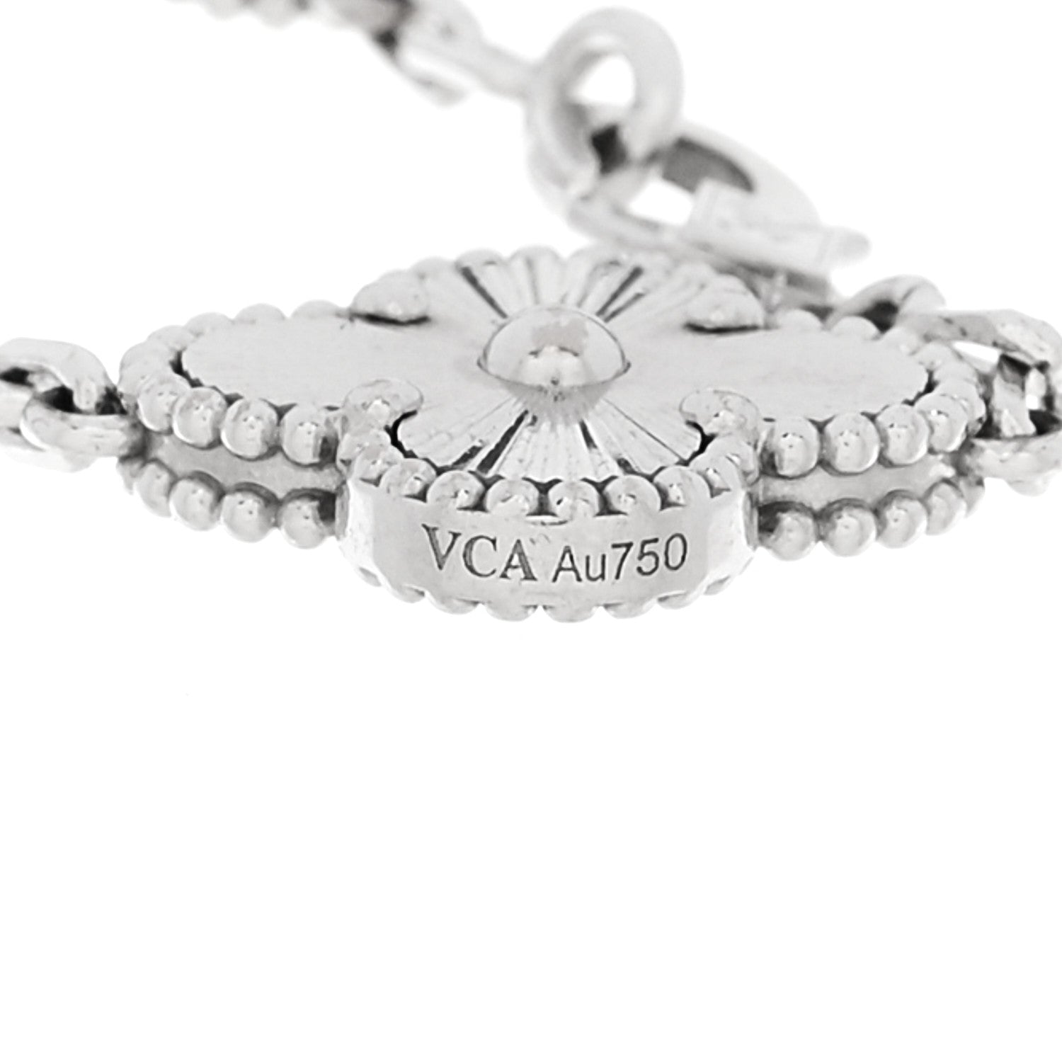 ヴァンクリーフ＆アーペル ヴィンテージアルハンブラ 5モチーフ ブレスレット ギョーシェ 18K ホワイトゴールド VAN CLEEF & ARPELS VINTAGE ALHAMBRA 5 MOTIFS BRACELET GUILLOCHÉ 18K WHITE GOLD