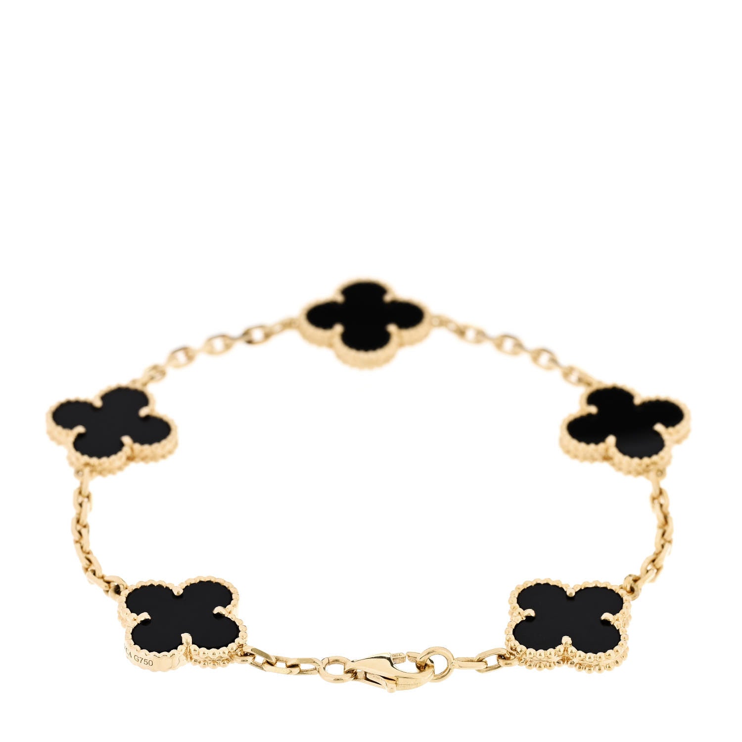 ヴァンクリーフ＆アーペル ヴィンテージアルハンブラ 5モチーフ ブレスレット ブラックオニキス 18K イエローゴールド VAN CLEEF & ARPELS VINTAGE ALHAMBRA 5 MOTIFS BRACELET BLACK ONYX 18K YELLOW GOLD
