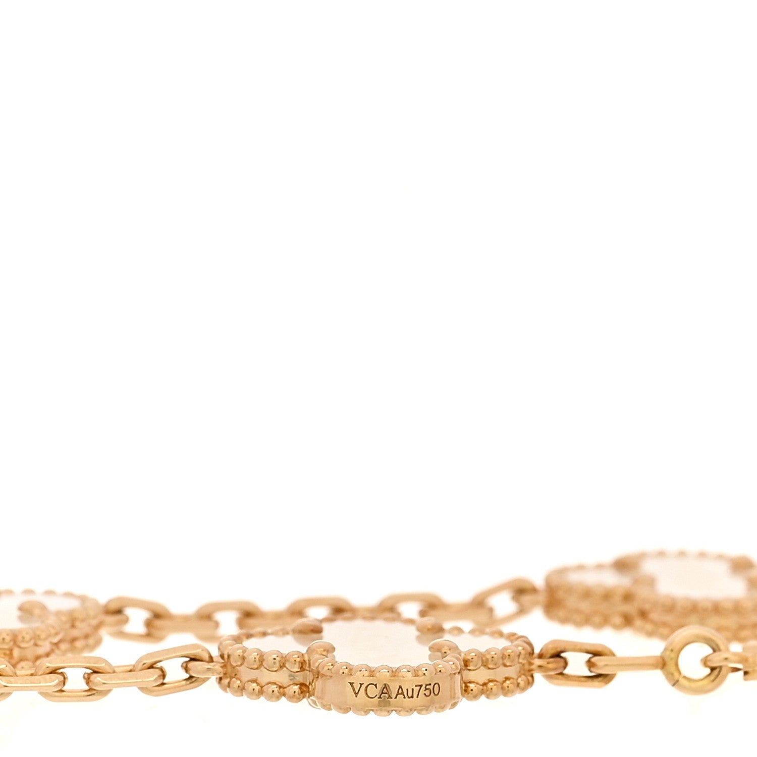 Van Cleef & Arpels 18K Yellow Gold Mother-of-Pearl 5-Motif Vintage Alhambra Bracelet