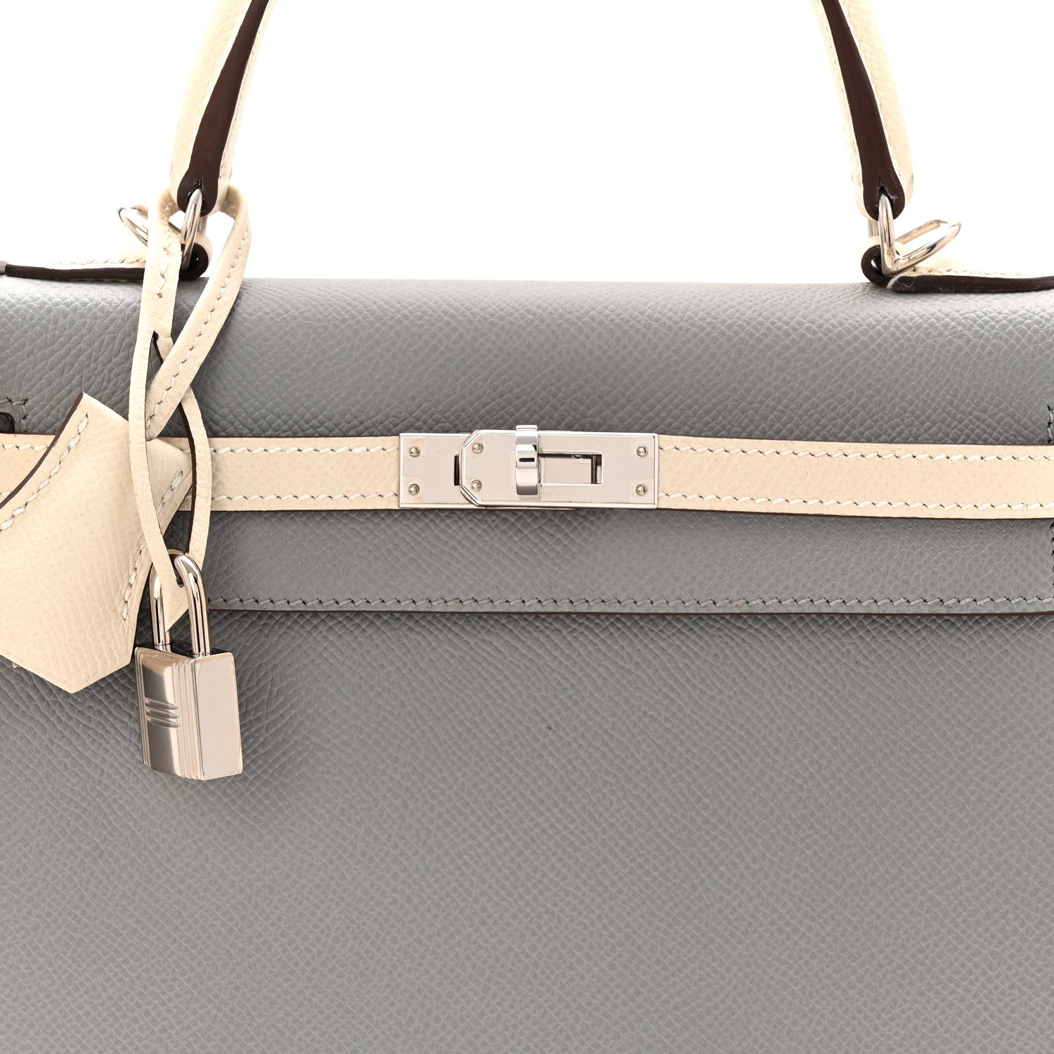 HERMES KELLY 25 SELLIER HSS SPECIAL ORDER GRIS MOUETTE CRAIE EPSOM SILVER HARDWARE