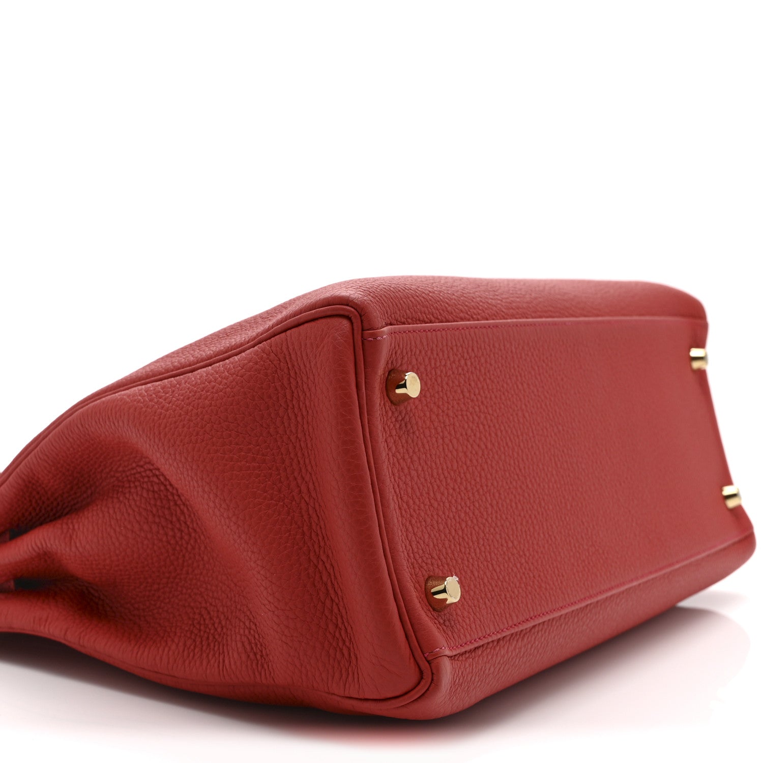 HERMES KELLY 32 RETOURNE ROUGE CASAQUE TOGO SILVER HARDWARE