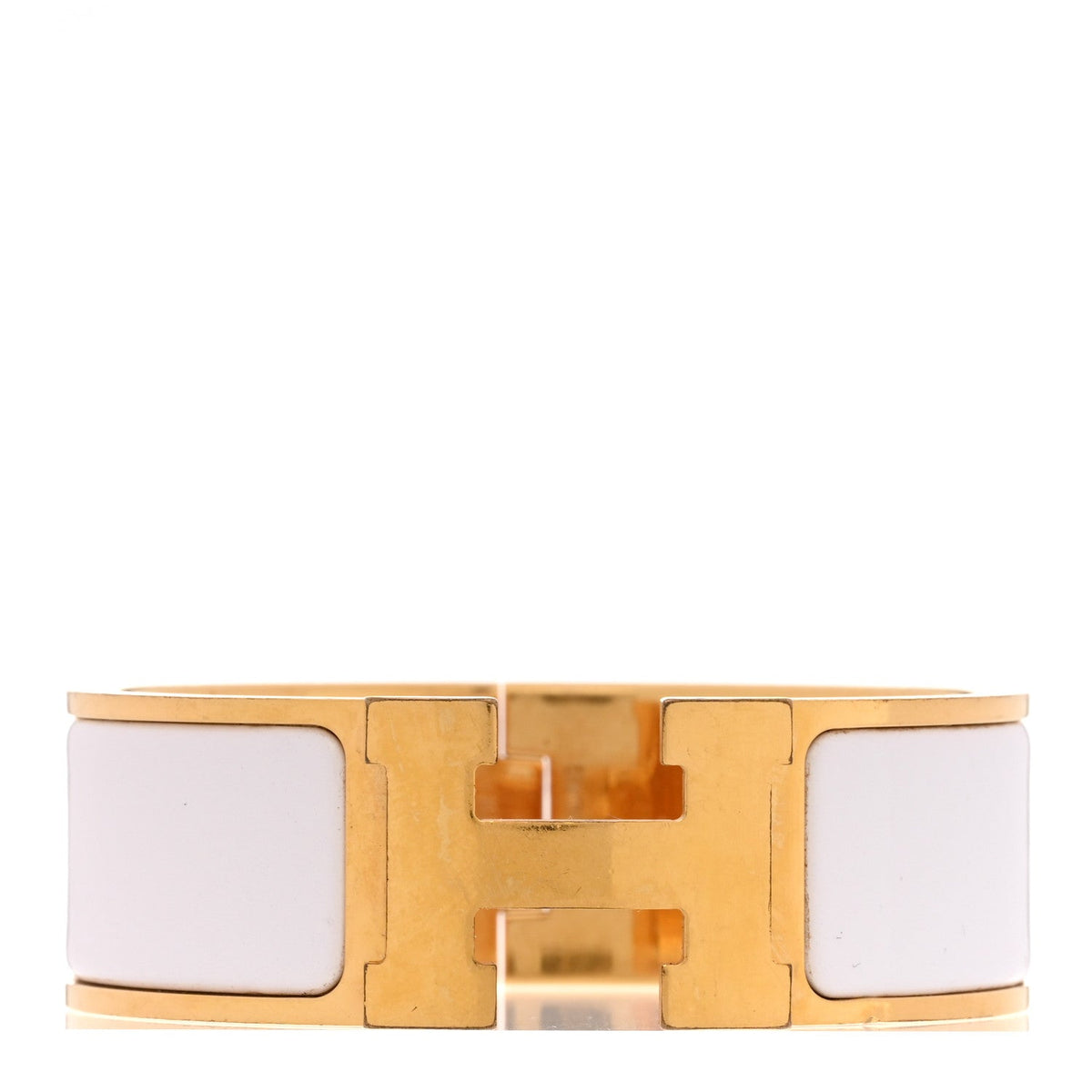 エルメス クリッククラック H ブレスレット エナメル ワイド PM ホワイト HERMES CLIC CLAC H BRACELET ENAMEL WIDE PM WHITE