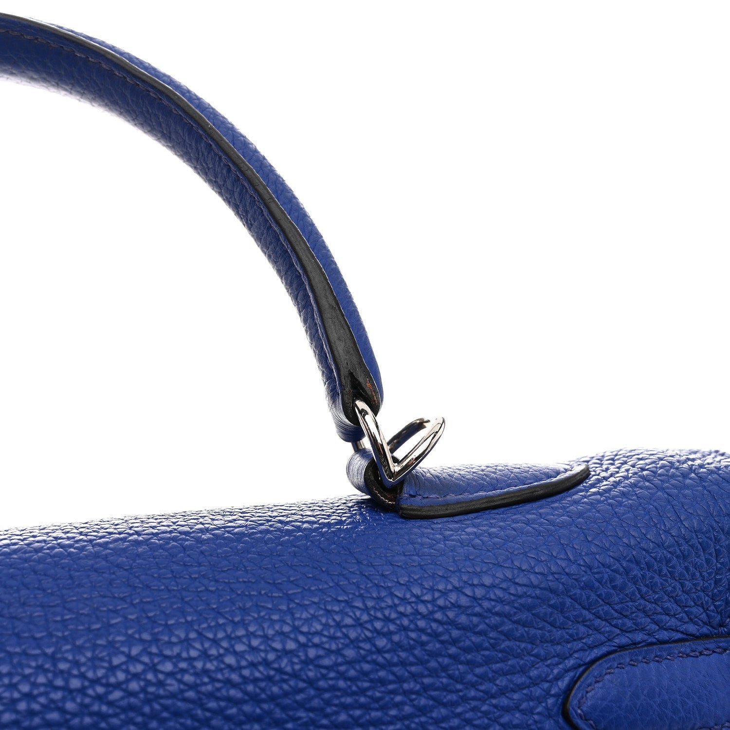 HERMES KELLY 35 RETOURNE BLEU ELECTRIQUE TOGO SILVER HARDWARE
