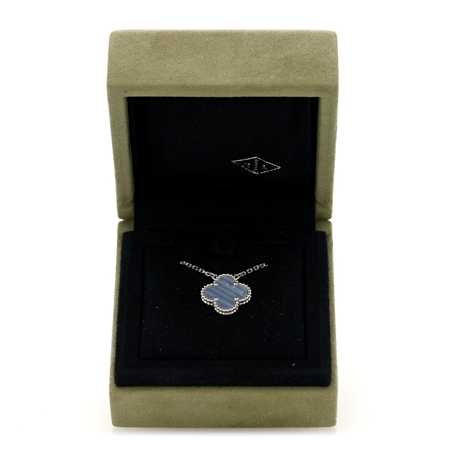 ヴァンクリーフ&アーペル 18Kホワイトゴールド カルセドニー ヴィンテージ アルハンブラ ペンダントネックレス