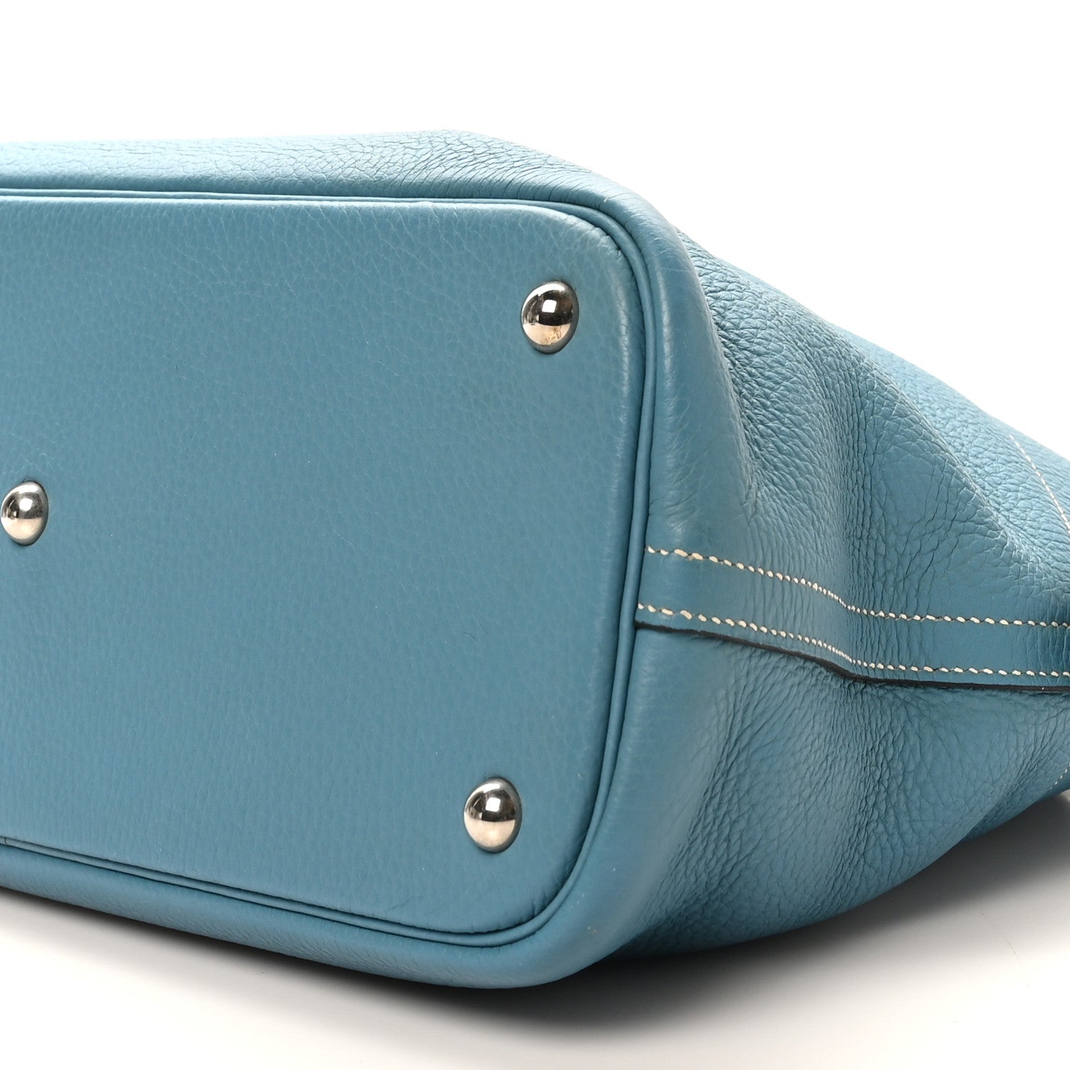 HERMES BOLIDE 31 BLEU JEAN TAURILLON CLEMENCE SILVER HARDWARE