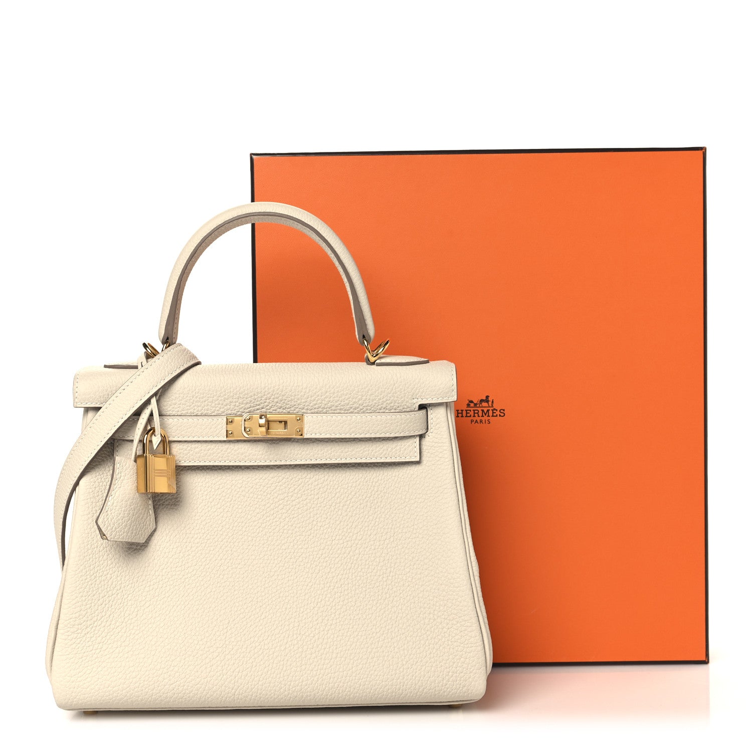 HERMES KELLY 25 RETOURNE CRAIE TOGO GOLD HARDWARE