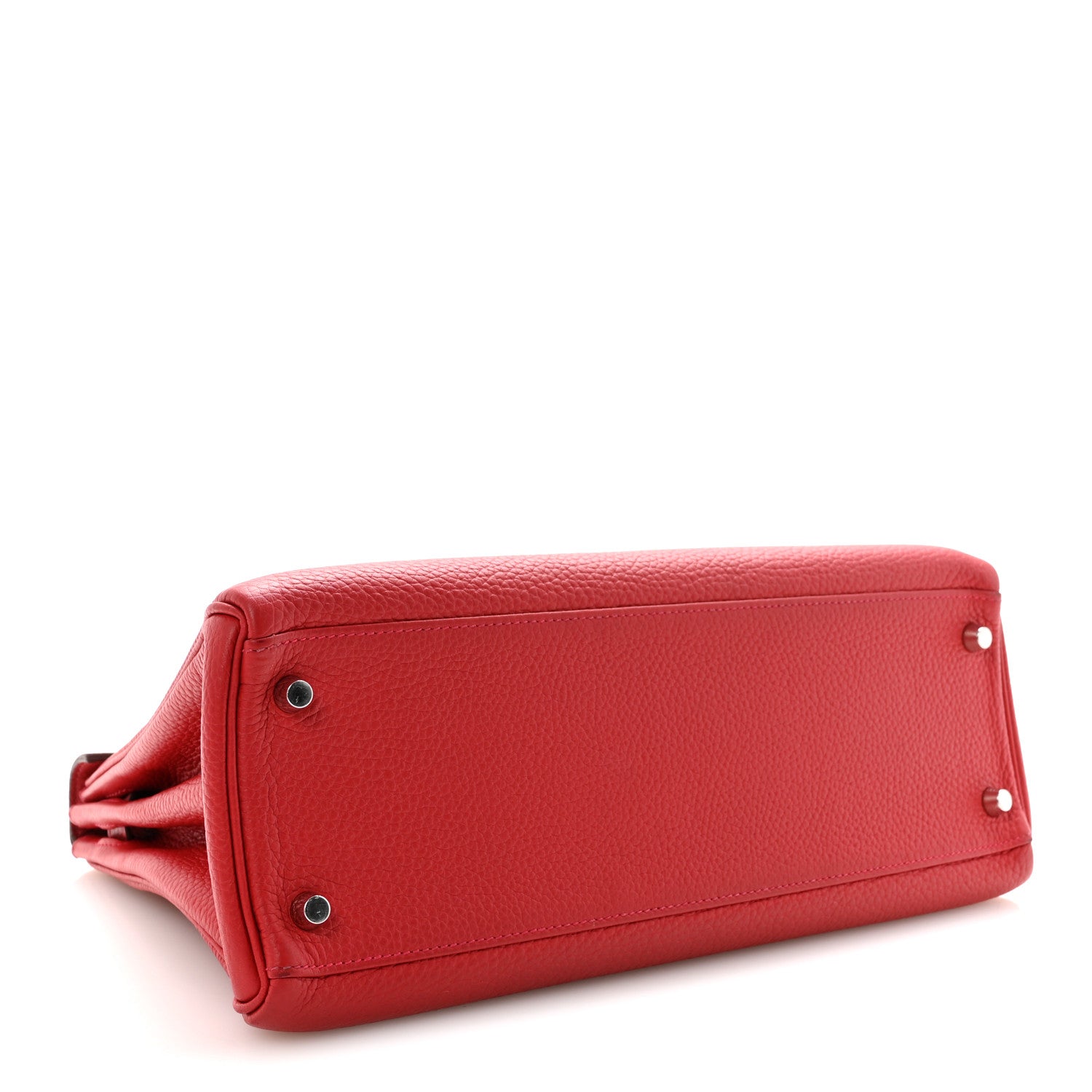 HERMES KELLY 32 RETOURNE ROUGE CASAQUE TOGO SILVER HARDWARE