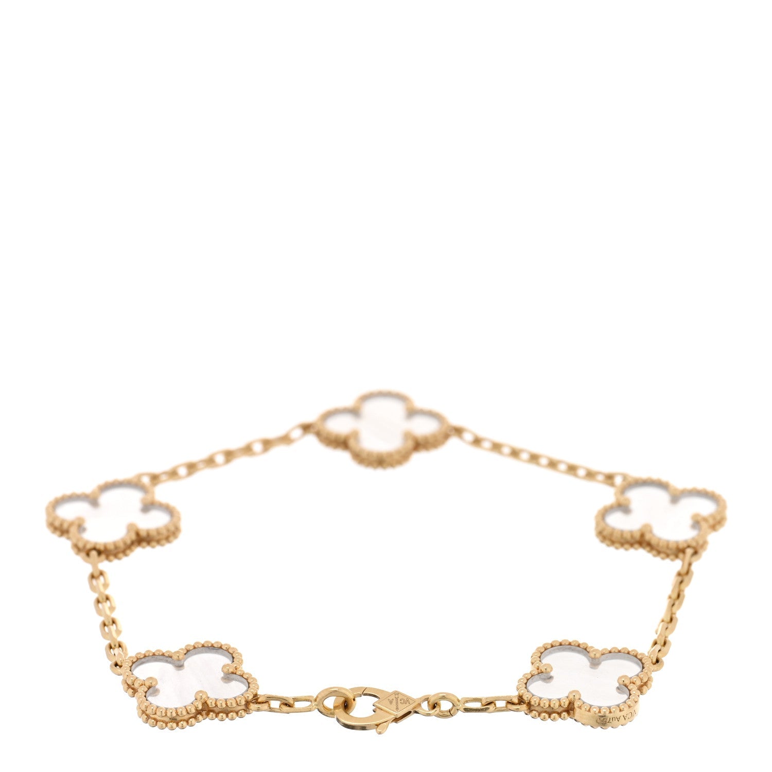 ヴァンクリーフ＆アーペル ヴィンテージアルハンブラ 5モチーフ ブレスレット ロッククリスタル 18K イエローゴールド VAN CLEEF & ARPELS VINTAGE ALHAMBRA 5 MOTIFS BRACELET ROCK CRYSTAL 18K YELLOW GOLD