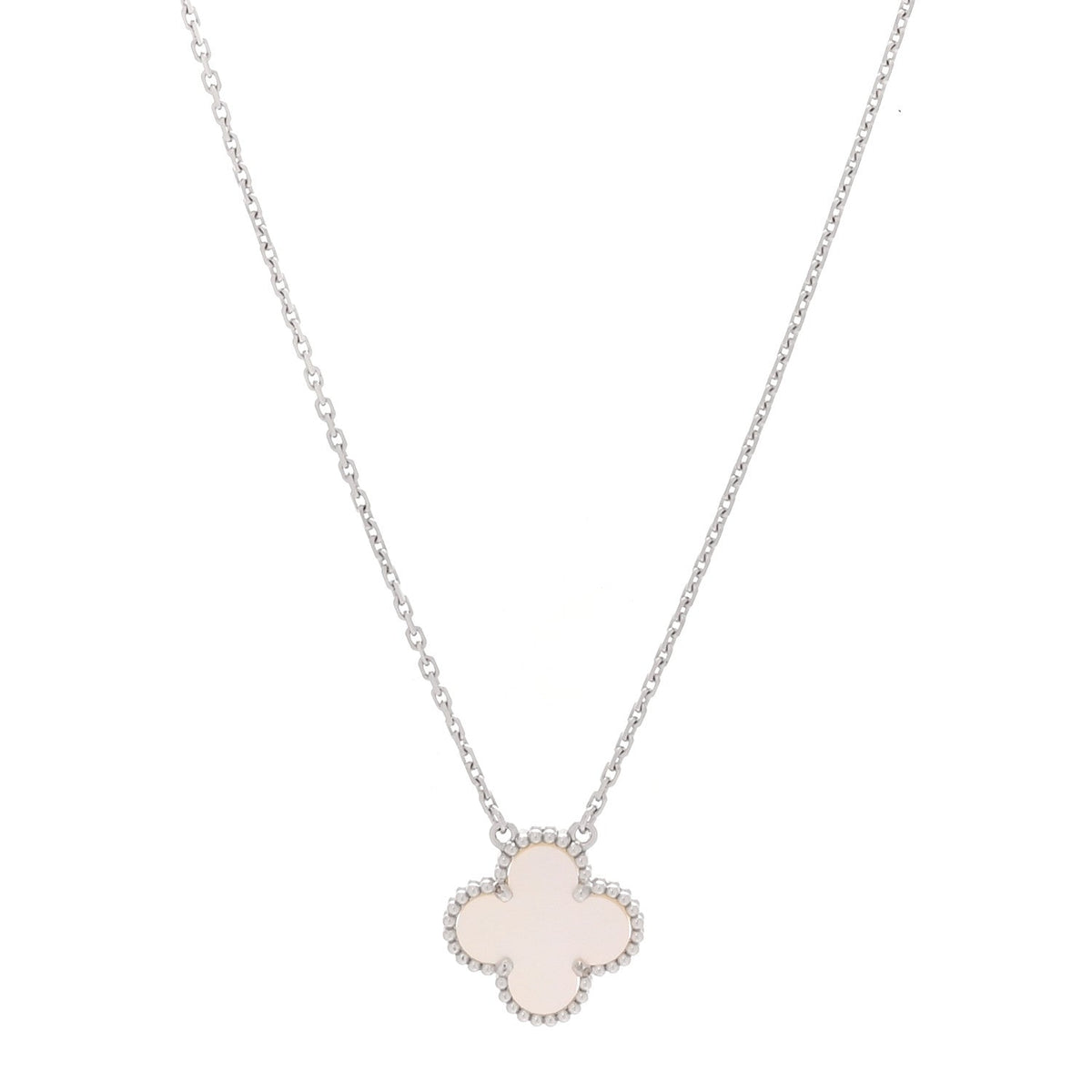 ヴァンクリーフ＆アーペル ヴィンテージアルハンブラ ペンダントネックレス マザーオブパール 18K ホワイトゴールド VAN CLEEF & ARPELS VINTAGE ALHAMBRA PENDANT NECKLACE MOTHER OF PEARL 18K WHITE GOLD
