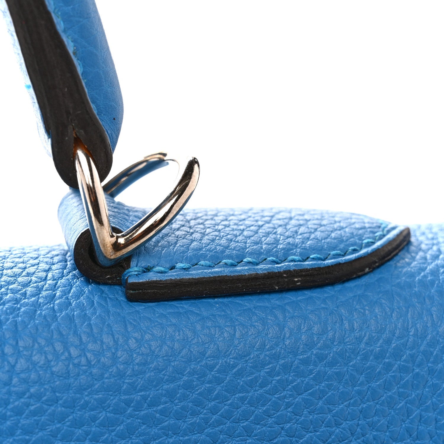 HERMES KELLY 32 RETOURNE BLEU ZANZIBAR TOGO SILVER HARDWARE