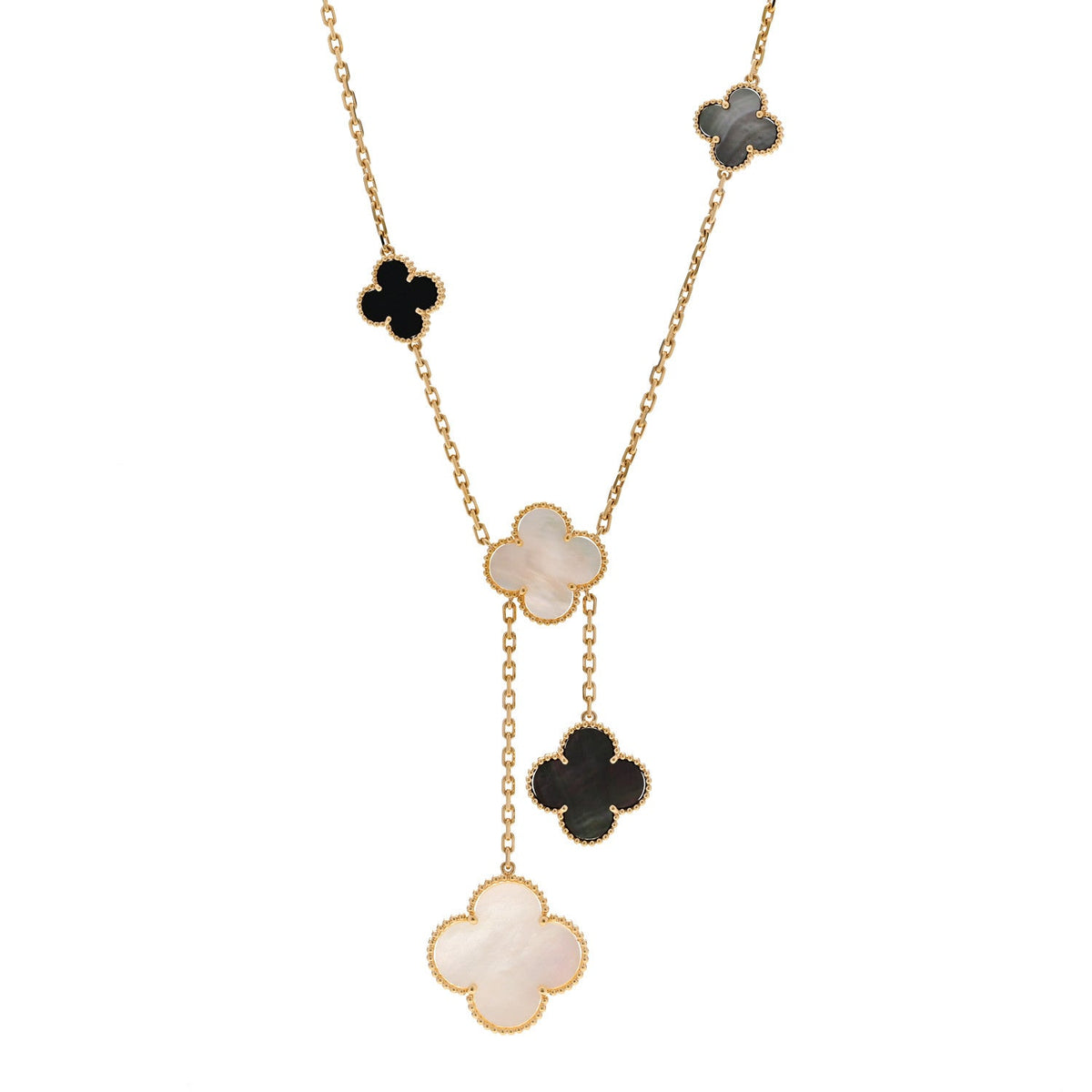 Van Cleef & Arpels Magic Alhambra 6 Motifs Necklace Multicolor 18K Yellow Gold