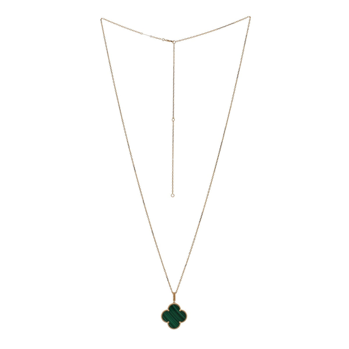 Van Cleef & Arpels Magic Alhambra Pendant Necklace Malachite 18K Yellow Gold 