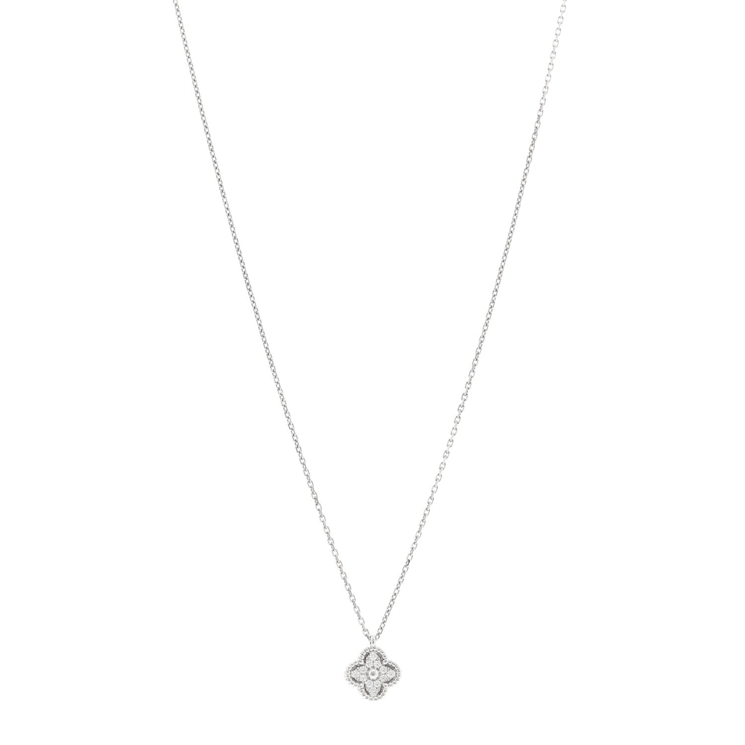 ヴァンクリーフ＆アーペル スウィートアルハンブラ ペンダントネックレス ダイヤモンド 18K ホワイトゴールド VAN CLEEF & ARPELS SWEET ALHAMBRA PENDANT NECKLACE DIAMOND 18K WHITE GOLD