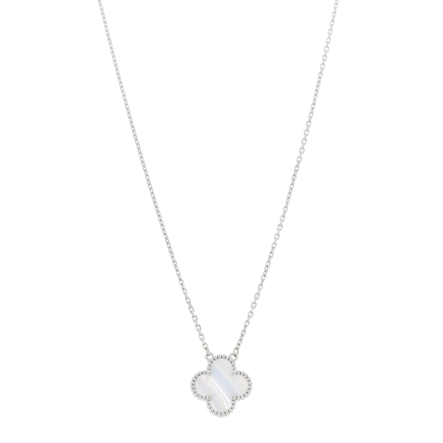 ヴァンクリーフ＆アーペル ヴィンテージアルハンブラ ペンダントネックレス カルセドニー 18K ホワイトゴールド VAN CLEEF & ARPELS VINTAGE ALHAMBRA PENDANT NECKLACE CHALCEDONY 18K WHITE GOLD
