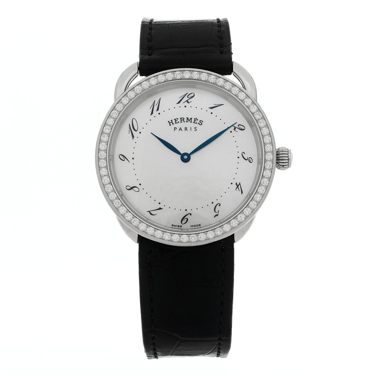 エルメス アルソー クォーツウォッチ 38mm ステンレス Noir アリゲーター HERMES ARCEAU QUARTZ WATCH 38MM STAINLESS STEEL NOIR ALLIGATOR