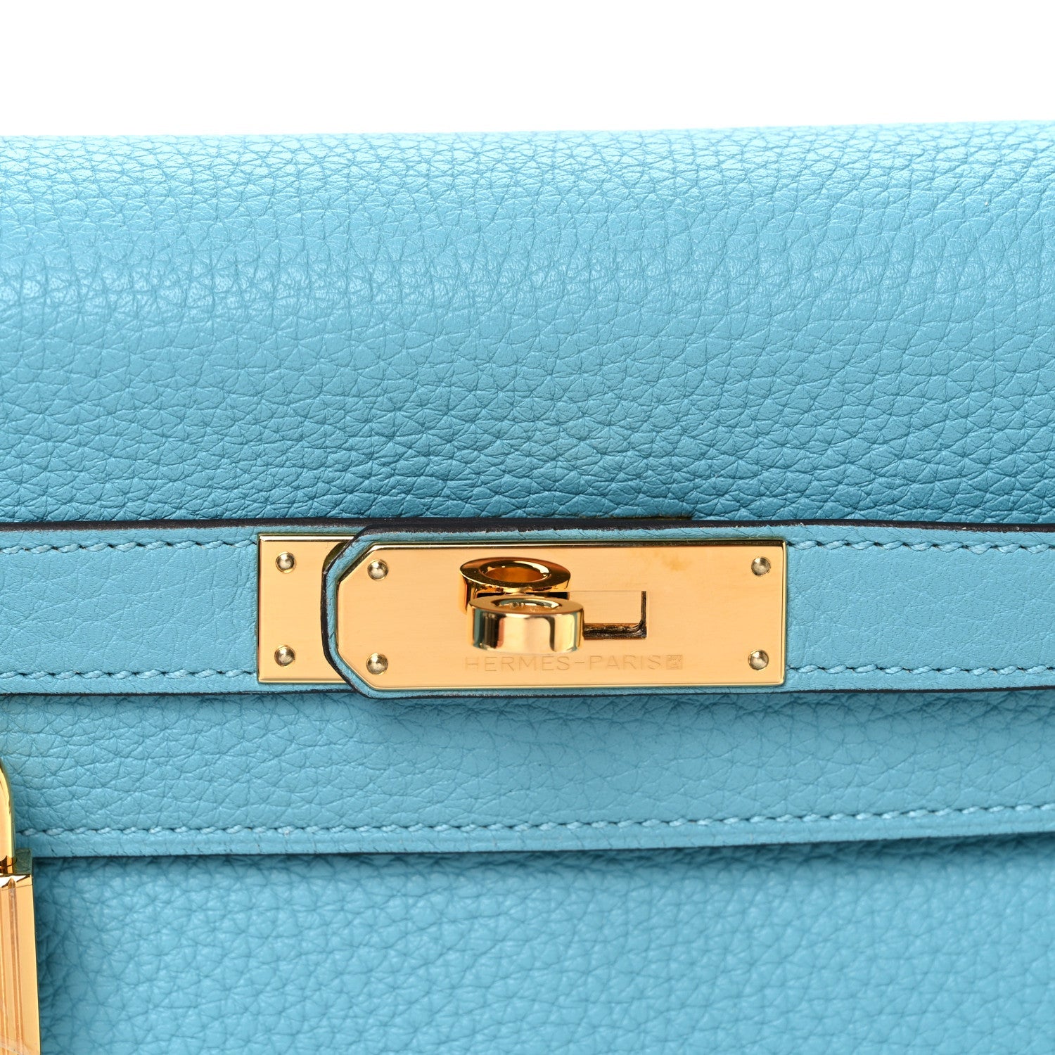 HERMES KELLY 28 RETOURNE BLEU ATOLL TOGO GOLD HARDWARE
