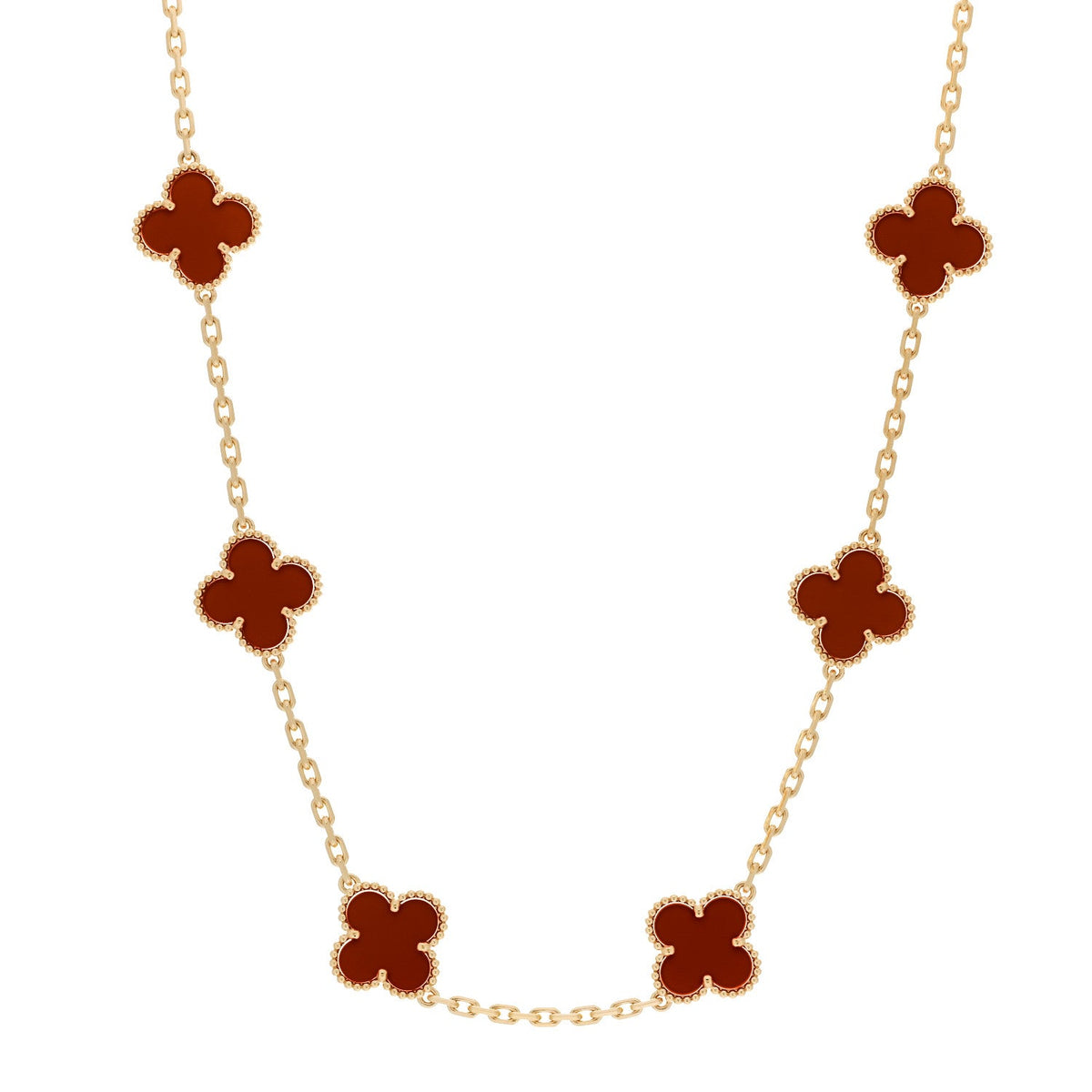 ヴァンクリーフ＆アーペル ヴィンテージアルハンブラ 10モチーフ ネックレス カーネリアン 18K イエローゴールド VAN CLEEF & ARPELS VINTAGE ALHAMBRA 10 MOTIFS NECKLACE CARNELIAN 18K YELLOW GOLD