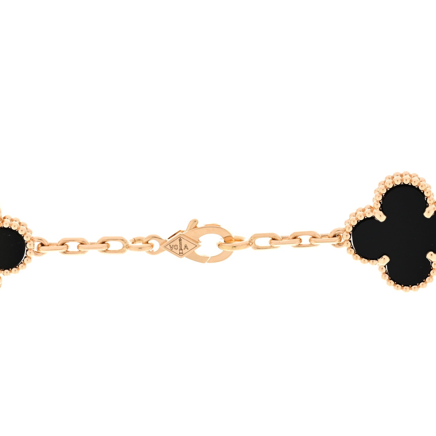 Van Cleef & Arpels 18K Yellow Gold Black Onyx 20-Motif Vintage Alhambra Necklace