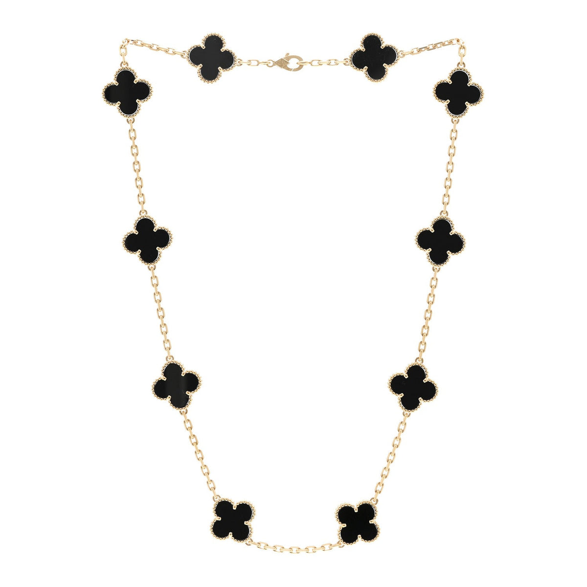 ヴァンクリーフ＆アーペル ヴィンテージアルハンブラ 10モチーフ ネックレス ブラックオニキス 18K イエローゴールド VAN CLEEF & ARPELS VINTAGE ALHAMBRA 10 MOTIFS NECKLACE BLACK ONYX 18K YELLOW GOLD