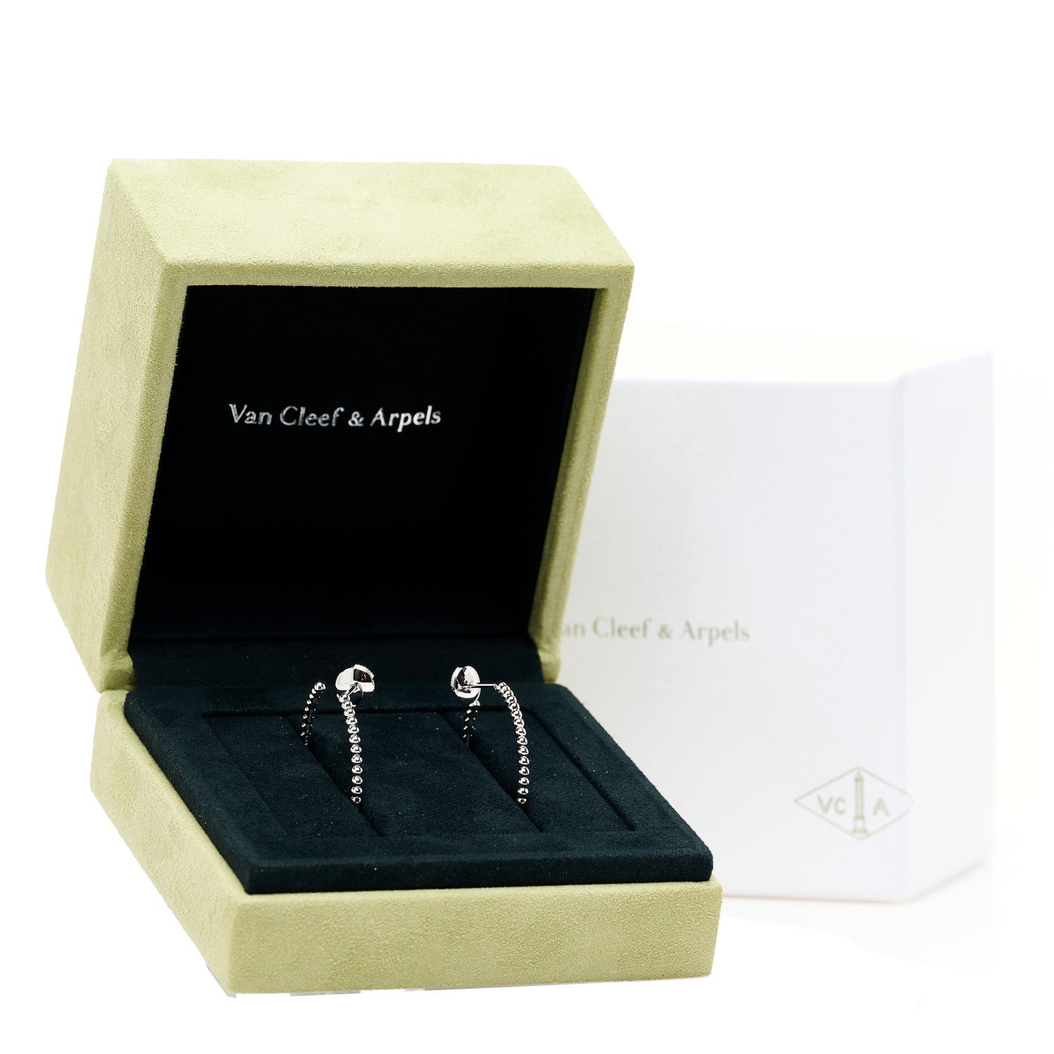 VAN CLEEF 18Kホワイトゴールド スモール パーリーフープピアス