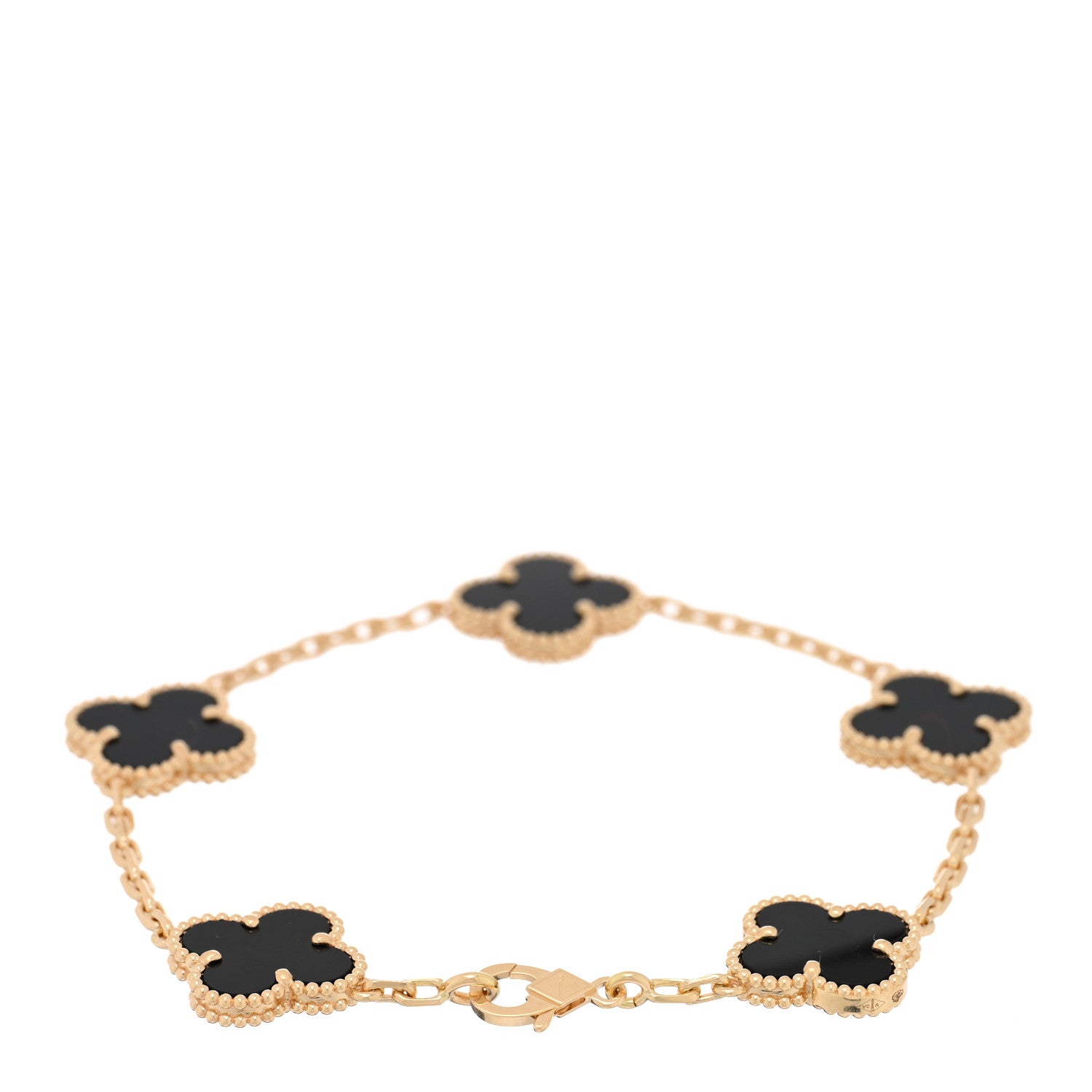Van Cleef & Arpels ブラック クローバーブレスレット VAN CLEEF 18Kイエローゴールド ブラックオニキス 5モチーフ