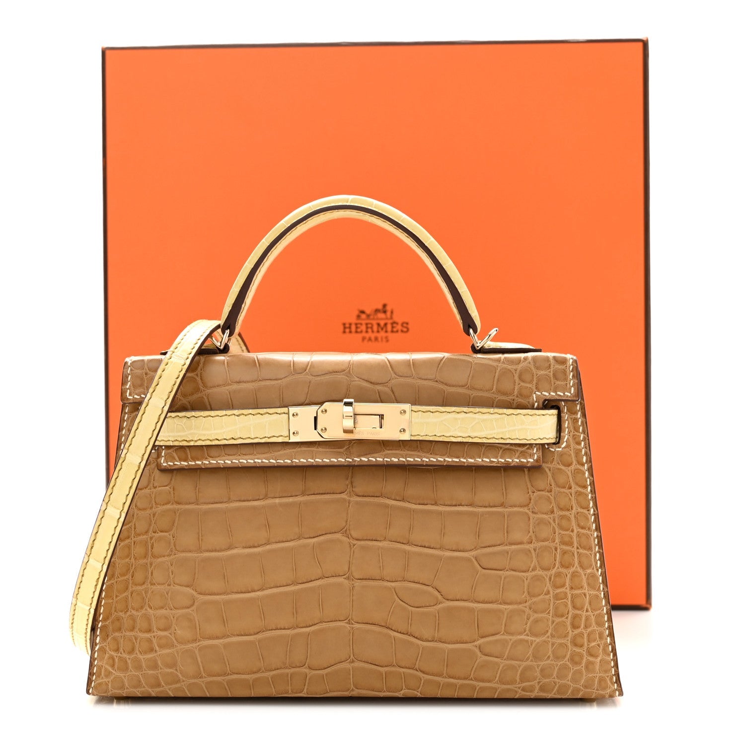 エルメス ミニケリー 20 HSS パーソナルオーダー 外縫い Kraft Vanille マットアリゲーター ローズゴールド金具 HERMES MINI KELLY 20 HSS PERSONAL ORDER SELLIER KRAFT VANILLE MATTE ALLIGATOR ROSE GOLD HARDWARE