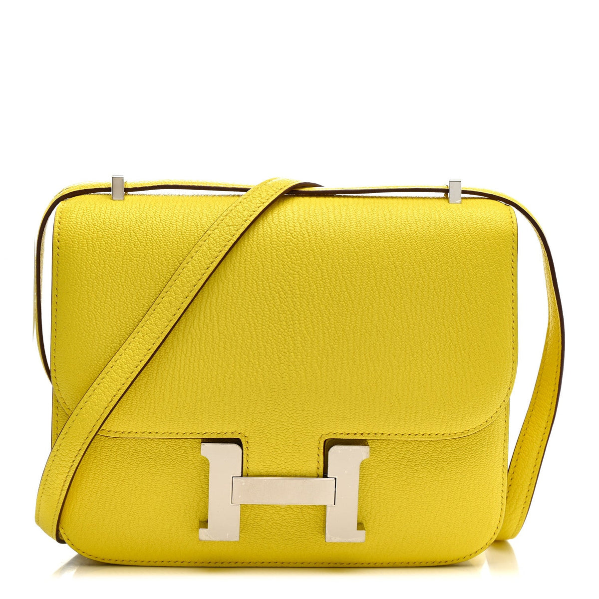 エルメス ミニコンスタンス 18 Jaune Citron シェーブル シャムキラ シルバー金具 HERMES MINI CONSTANCE 18 JAUNE CITRON CHEVRE CHAMKILA SILVER HARDWARE
