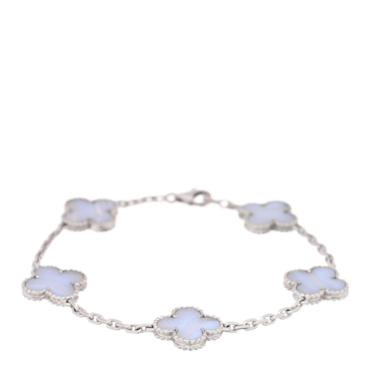 ヴァンクリーフ＆アーペル ヴィンテージアルハンブラ 5モチーフ ブレスレット カルセドニー 18K ホワイトゴールド VAN CLEEF & ARPELS VINTAGE ALHAMBRA 5 MOTIFS BRACELET CHALCEDONY 18K WHITE GOLD