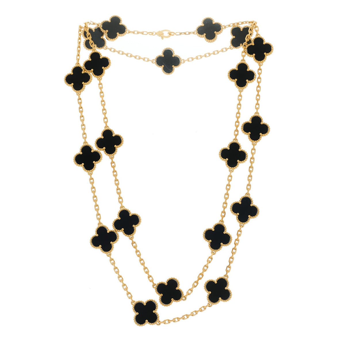 ヴァンクリーフ＆アーペル ヴィンテージアルハンブラ 20モチーフ ネックレス ブラックオニキス 18K イエローゴールド VAN CLEEF & ARPELS VINTAGE ALHAMBRA 20 MOTIFS NECKLACE BLACK ONYX 18K YELLOW GOLD