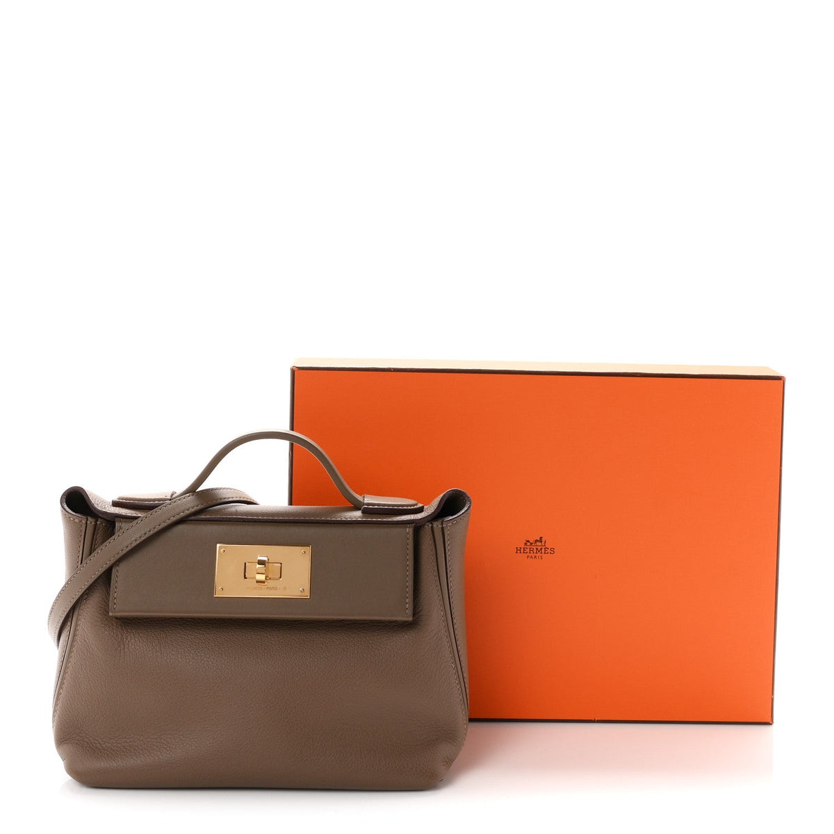 エルメス 24/24 ミニヴァンキャトル 21 Etoupe エバーカラー / スイフト ゴールド金具 HERMES 24/24 21 ETOUPE EVERCOLOR / SWIFT GOLD HARDWARE