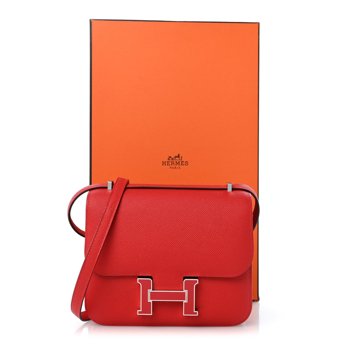 エルメス ミニコンスタンス 18 Rouge De Coeur Rubis エプソン レッドエナメル金具 HERMES MINI CONSTANCE 18 ROUGE DE COEUR RUBIS EPSOM