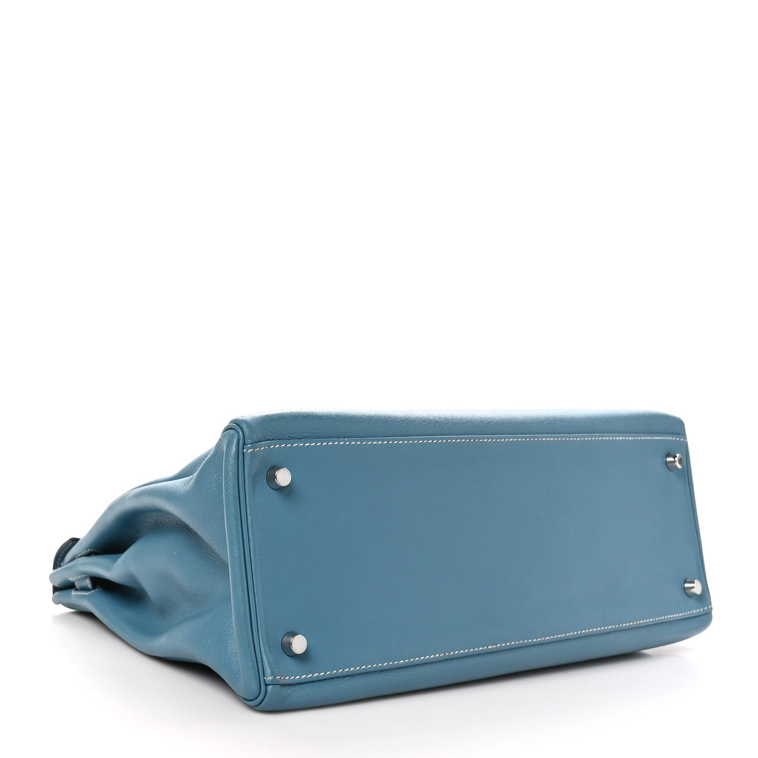 HERMES KELLY 35 RETOURNE BLEU JEAN SWIFT SILVER HARDWARE