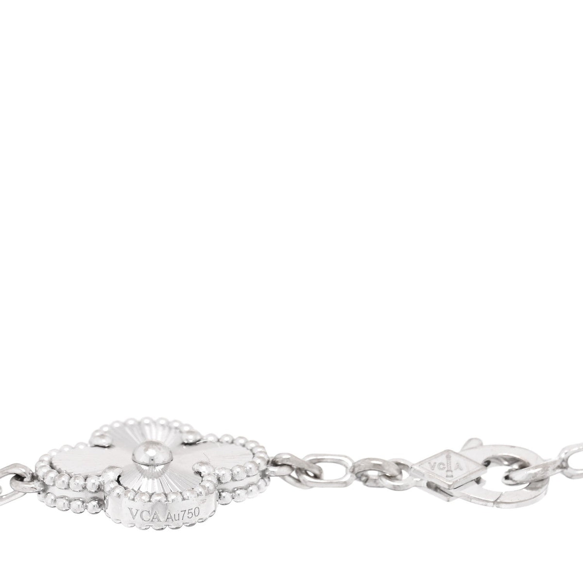 ヴァンクリーフ＆アーペル ヴィンテージアルハンブラ 5モチーフ ブレスレット ギョーシェ 18K ホワイトゴールド VAN CLEEF & ARPELS VINTAGE ALHAMBRA 5 MOTIFS BRACELET GUILLOCHÉ 18K WHITE GOLD