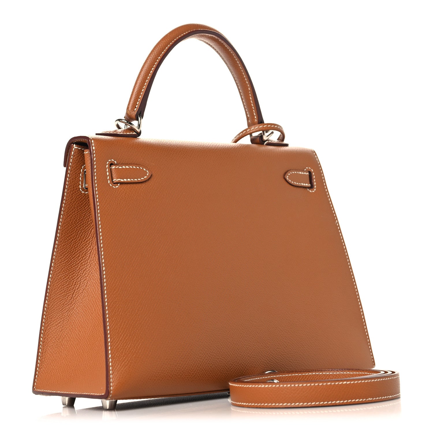 HERMES KELLY 25 SELLIER GOLD EPSOM SILVER HARDWARE
