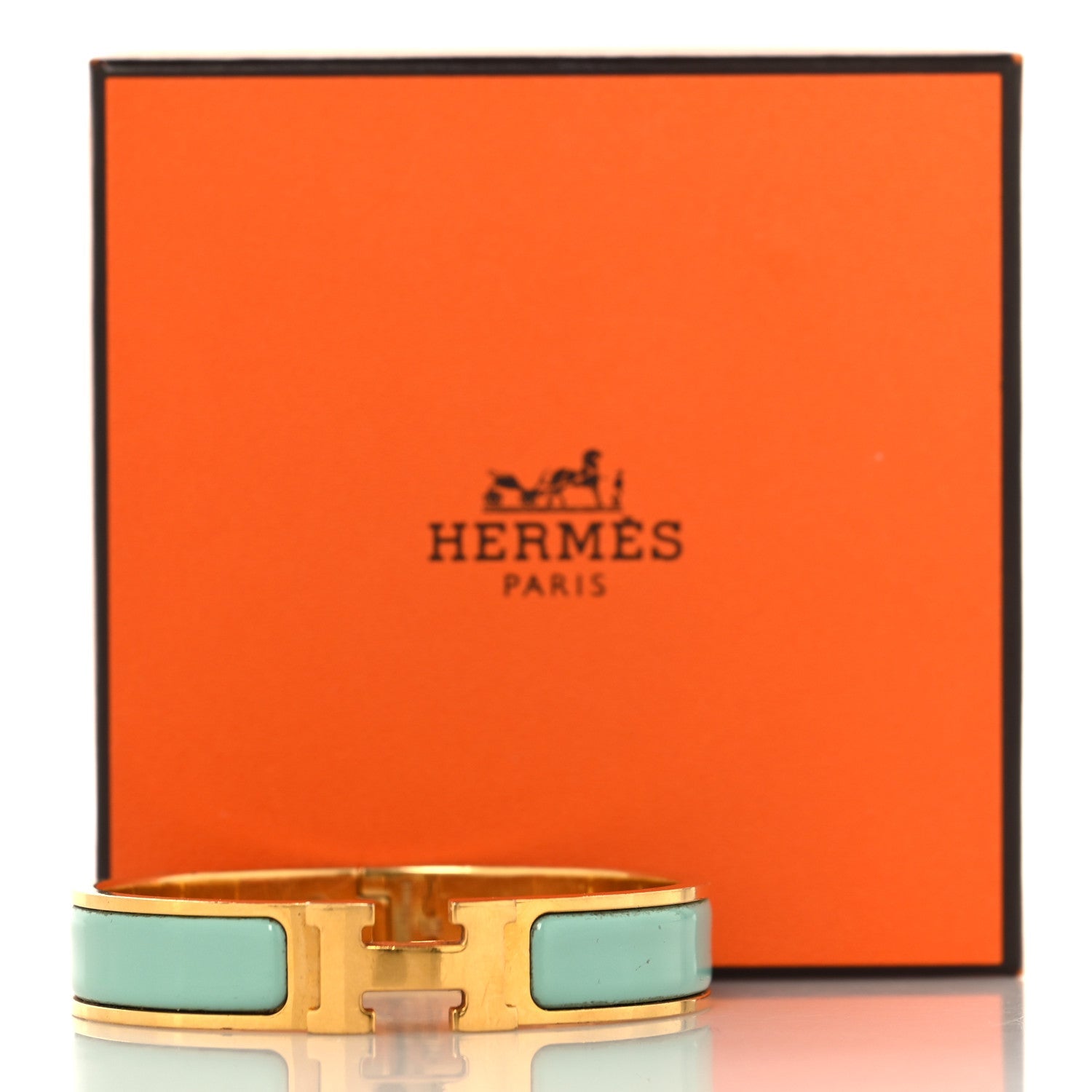 Hermès Enamel Narrow Click Crack H Bracelet PM Aqua