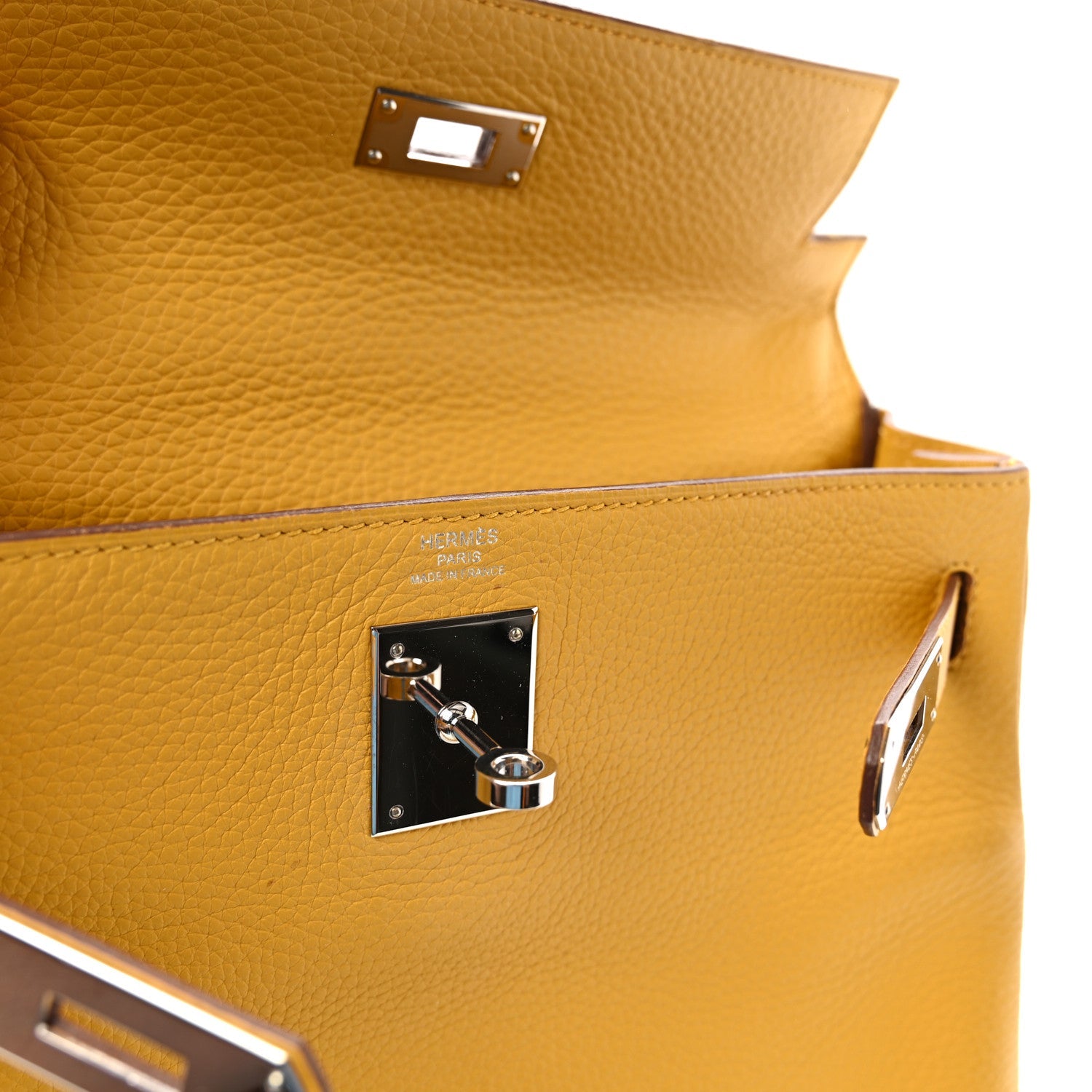 エルメス ケリー 28 内縫い Jaune Ambre トゴ シルバー金具 HERMES KELLY 28 RETOURNE JAUNE AMBRE TOGO SILVER HARDWARE