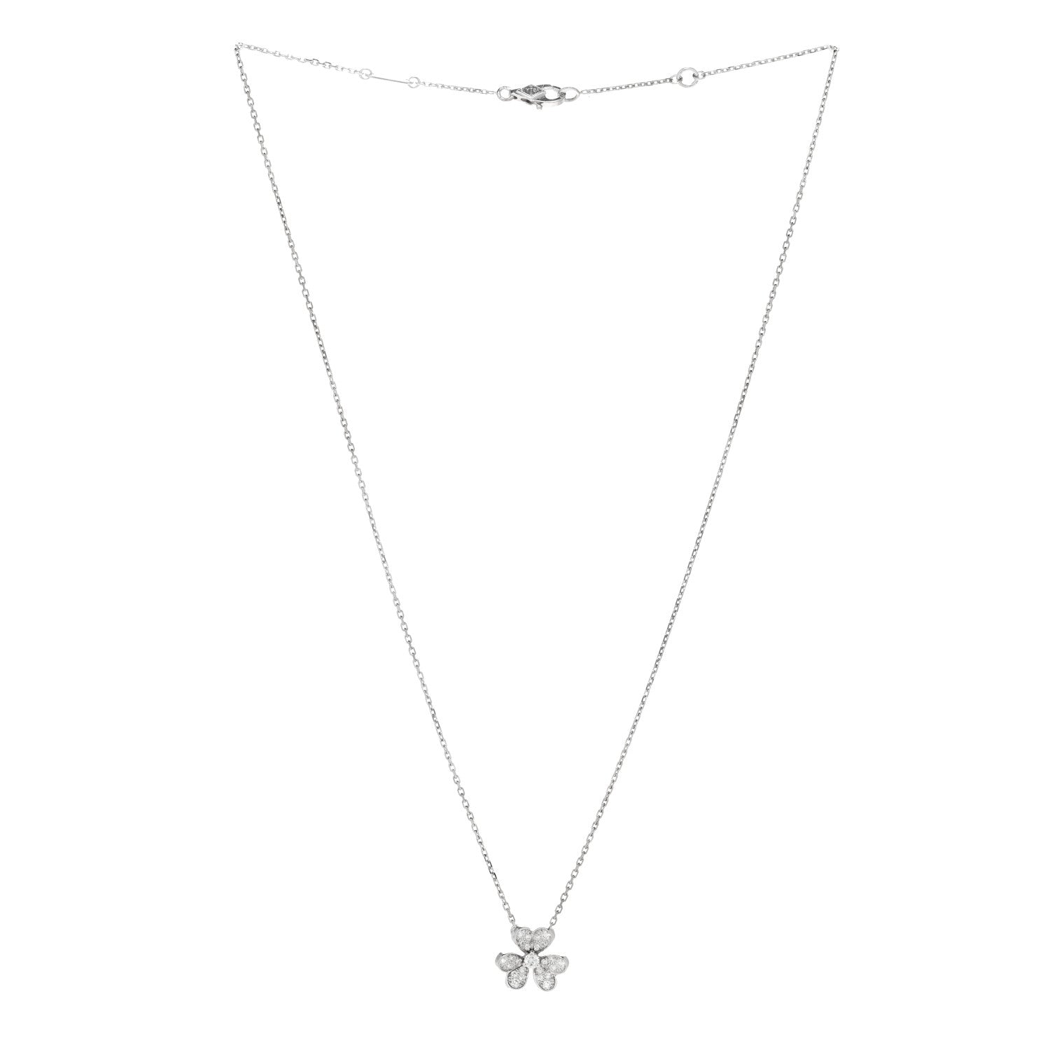 VAN CLEEF 18Kホワイトゴールド ダイヤモンド ミニ フリヴォル ペンダント パヴェネックレス