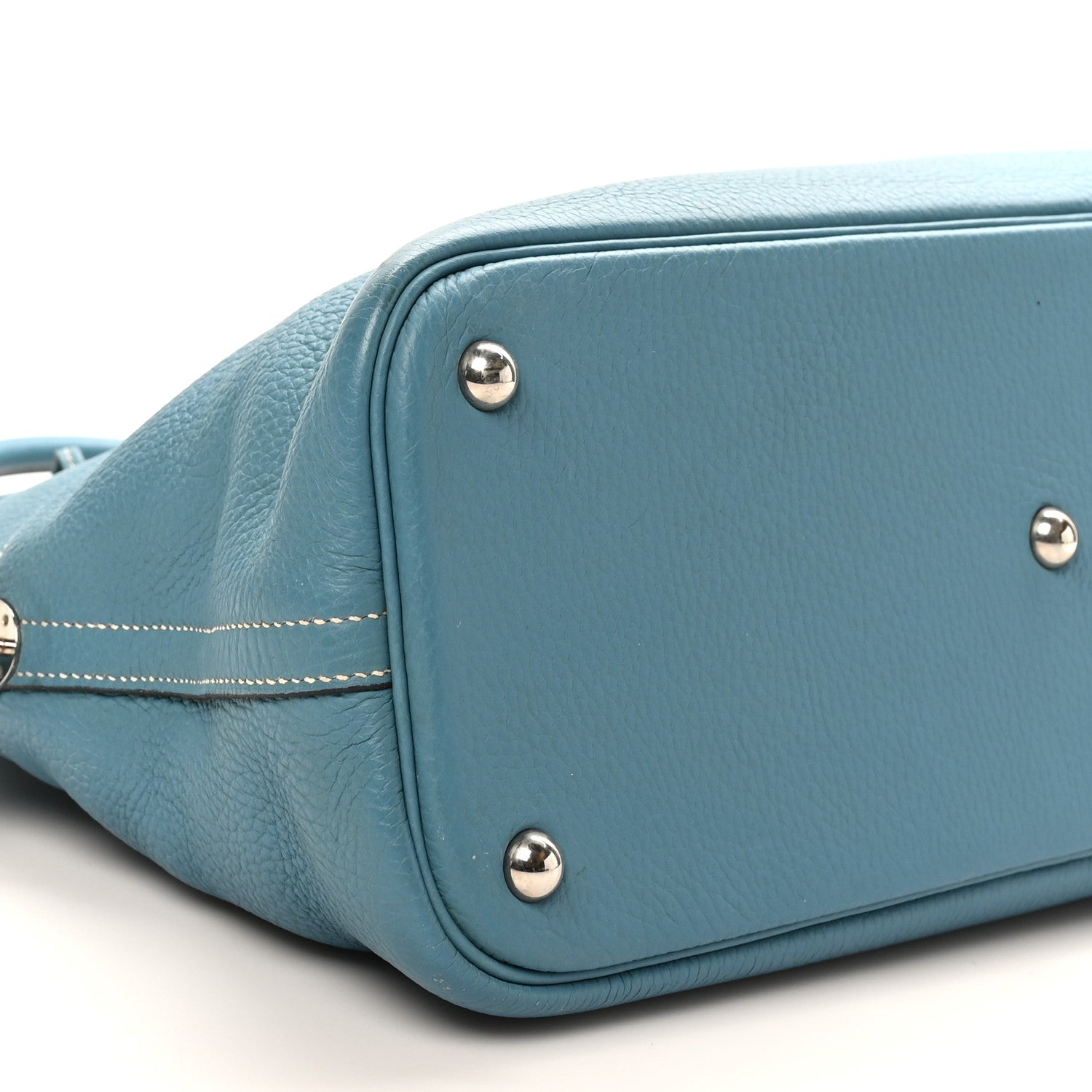 HERMES BOLIDE 31 BLEU JEAN TAURILLON CLEMENCE SILVER HARDWARE