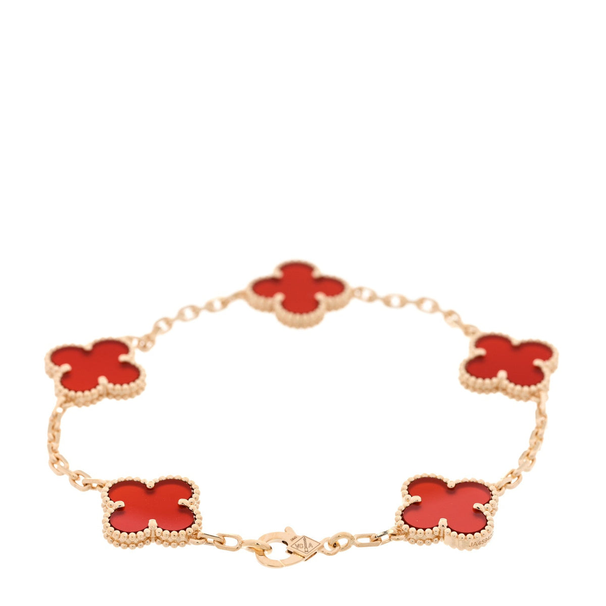 ヴァンクリーフ＆アーペル ヴィンテージアルハンブラ 5モチーフ ブレスレット カーネリアン 18K イエローゴールド VAN CLEEF & ARPELS VINTAGE ALHAMBRA 5 MOTIFS BRACELET CARNELIAN 18K YELLOW GOLD