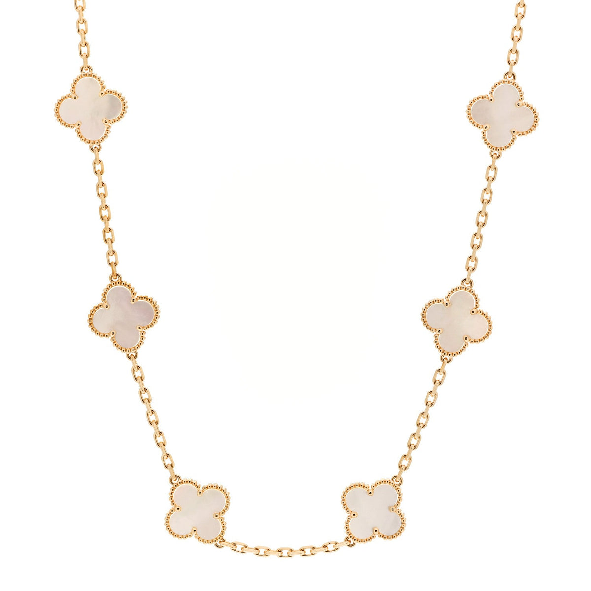 Van Cleef & Arpels Vintage Alhambra 10-Motif Necklace Mother-of-Pearl 18K Yellow Gold