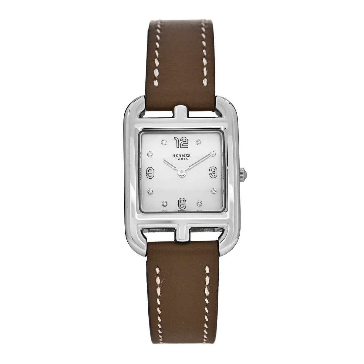 Hermes Cape Cod 23MM Quartz Watch Etoupe Swift Mother of Pearl Stainless Steel