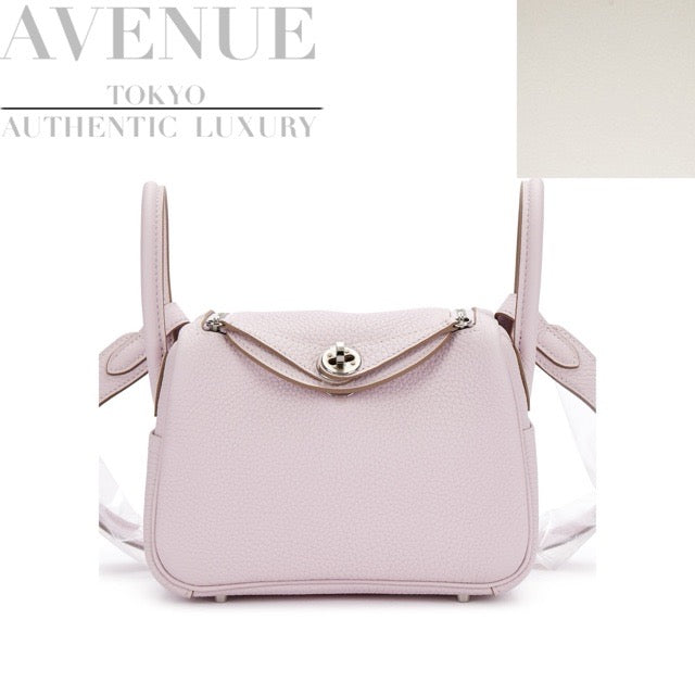 [Brand new] 2023 Hermes Mini Lindy 20 Verso Mauve Pale New White Taurillon Clemence Silver Hardware HERMES MINI LINDY VERSO MAUVE PALE NEW WHITE TAURILLON CLEMENCE SILVER HARDWARE 