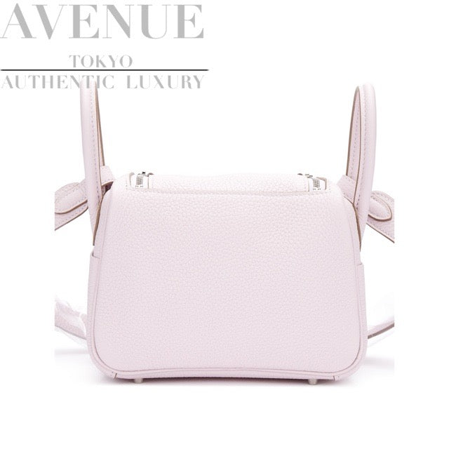 [Brand new] 2023 Hermes Mini Lindy 20 Verso Mauve Pale New White Taurillon Clemence Silver Hardware HERMES MINI LINDY VERSO MAUVE PALE NEW WHITE TAURILLON CLEMENCE SILVER HARDWARE 