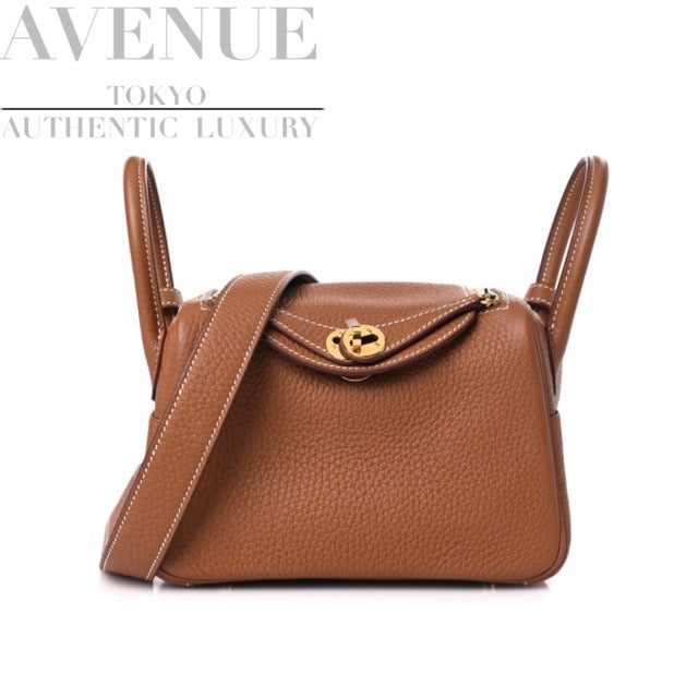 [Almost new] 2021 Hermes Mini Lindy 20 Gold Taurillon Clemence Gold hardware HERMES MINI LINDY 20 GOLD TAURILLON CLEMENCE GOLD HARDWARE [Used goods imported directly from overseas] [Used]