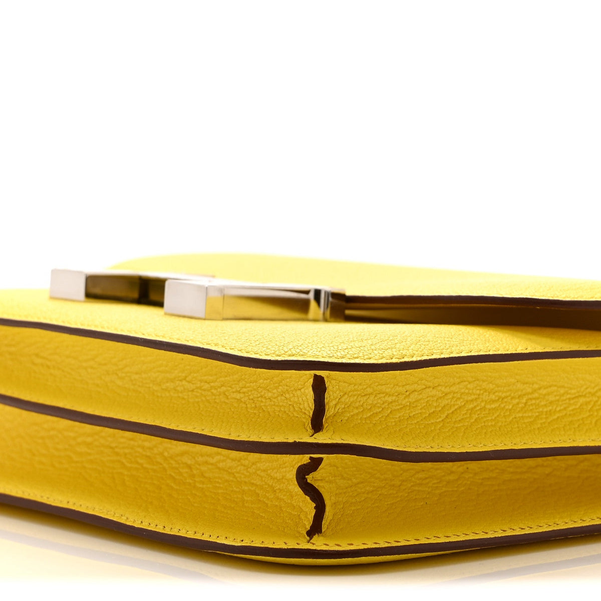 Hermès Mini Constance 18 Jaune De Naples Chèvre Mysore Silver Hardware