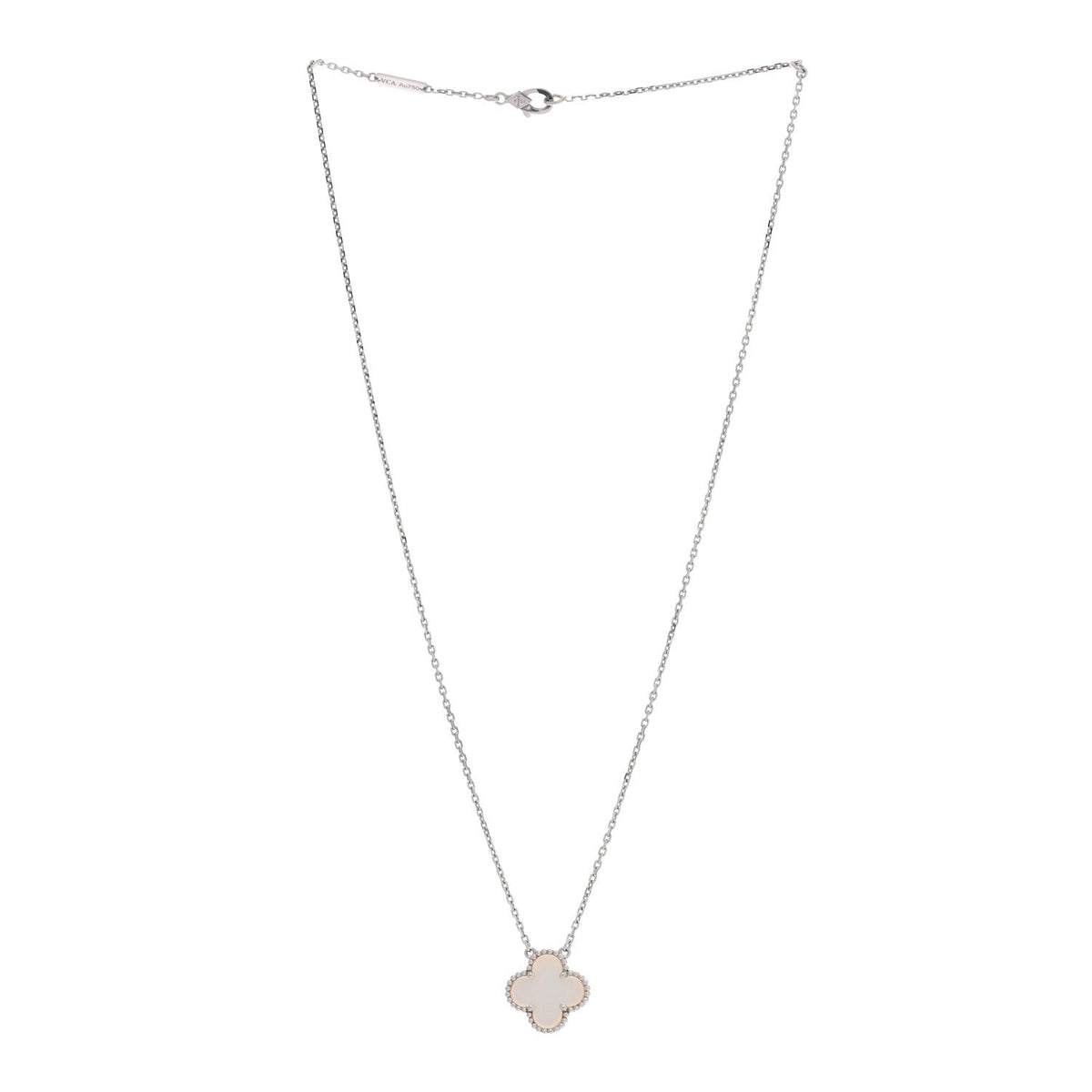 ヴァンクリーフ＆アーペル ヴィンテージアルハンブラ ペンダントネックレス マザーオブパール 18K ホワイトゴールド VAN CLEEF & ARPELS VINTAGE ALHAMBRA PENDANT NECKLACE MOTHER OF PEARL 18K WHITE GOLD